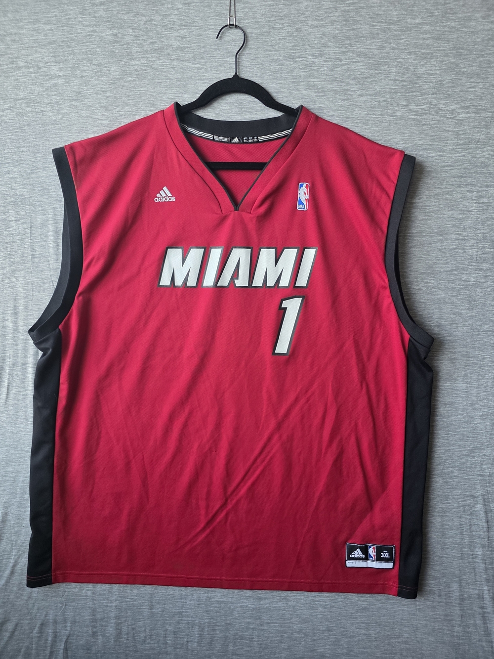 Adidas Chris Bosh #1 Miami Heat NBA Jersey Men’s 3XL Red Black